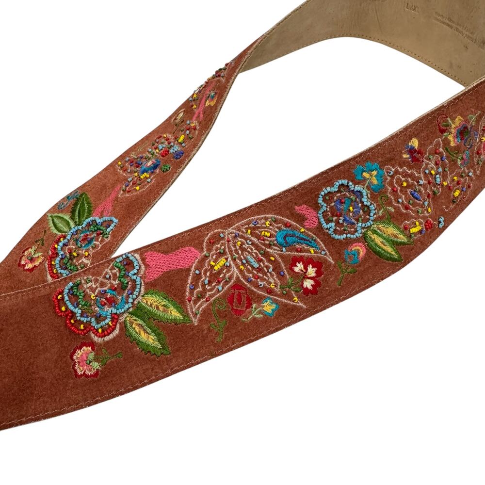 J. Jill Beaded & Embroidered Wide Suede Belt